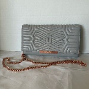Ted Baker Matinee Quilted Leather wallet w/Rose Gold Chain Crossbody Bag